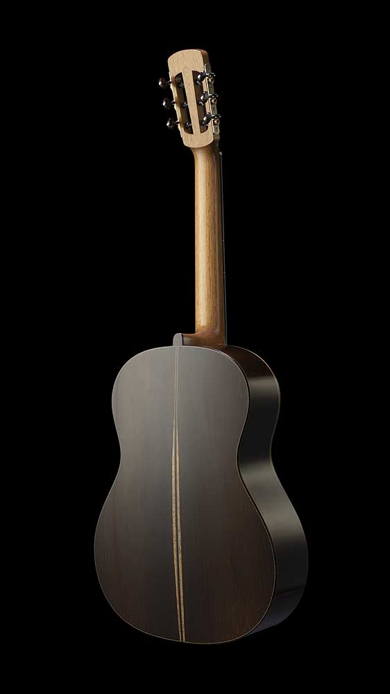 Halbtotale des Gitarrenmodells ESSENCE – Ansicht von hinten