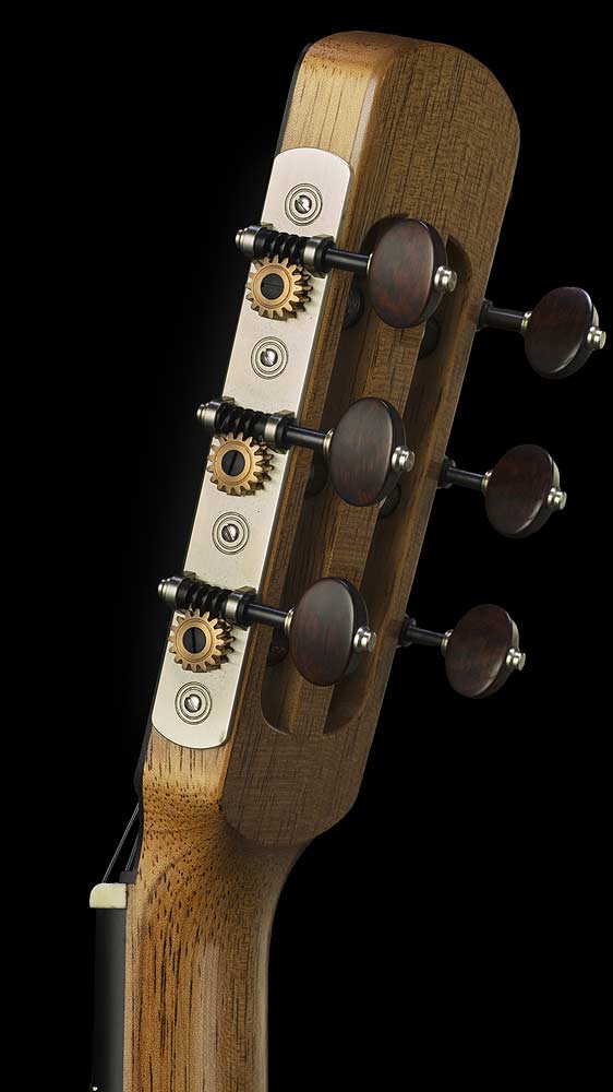 Kopf mit exklusiver Mechanik des Gitarrenmodells ESSENCE in Seitenansicht